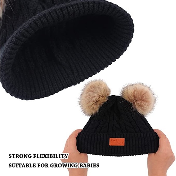 Black Winter Girls & Boys Warm Hats Set; Toddler Scarf Set - Picture 2 of 4